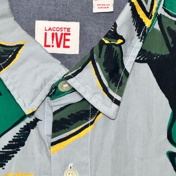 Lacoste Live Hawaiian Button Front Short Sleeve Shirt Size Small Resort wear‎ - Picture 4 of 5